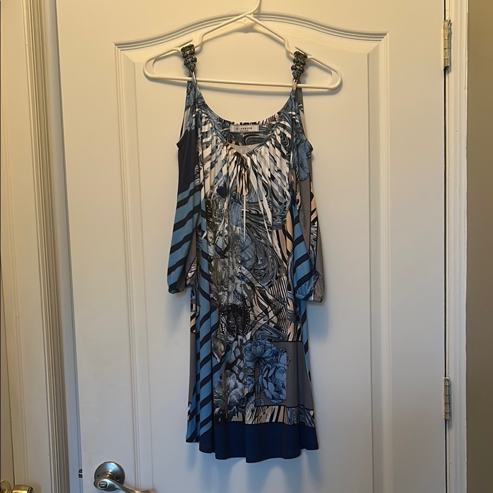 S-Twelve Blue and Black Patterned Dress